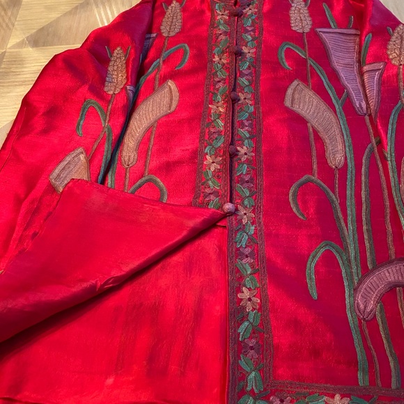 Vintage Handmade Raw Silk Jacket hand Embroidered - Picture 11 of 15